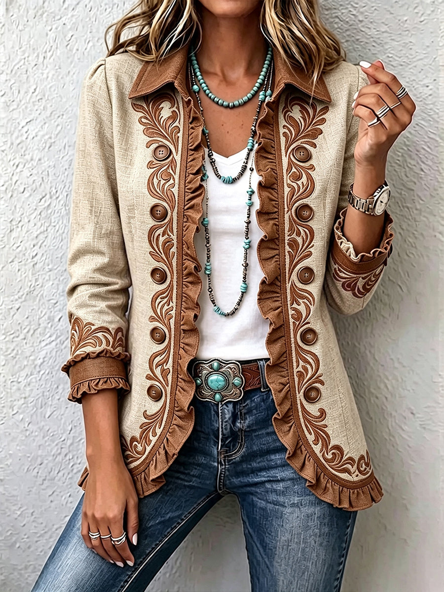 Veste florale brodée à volants