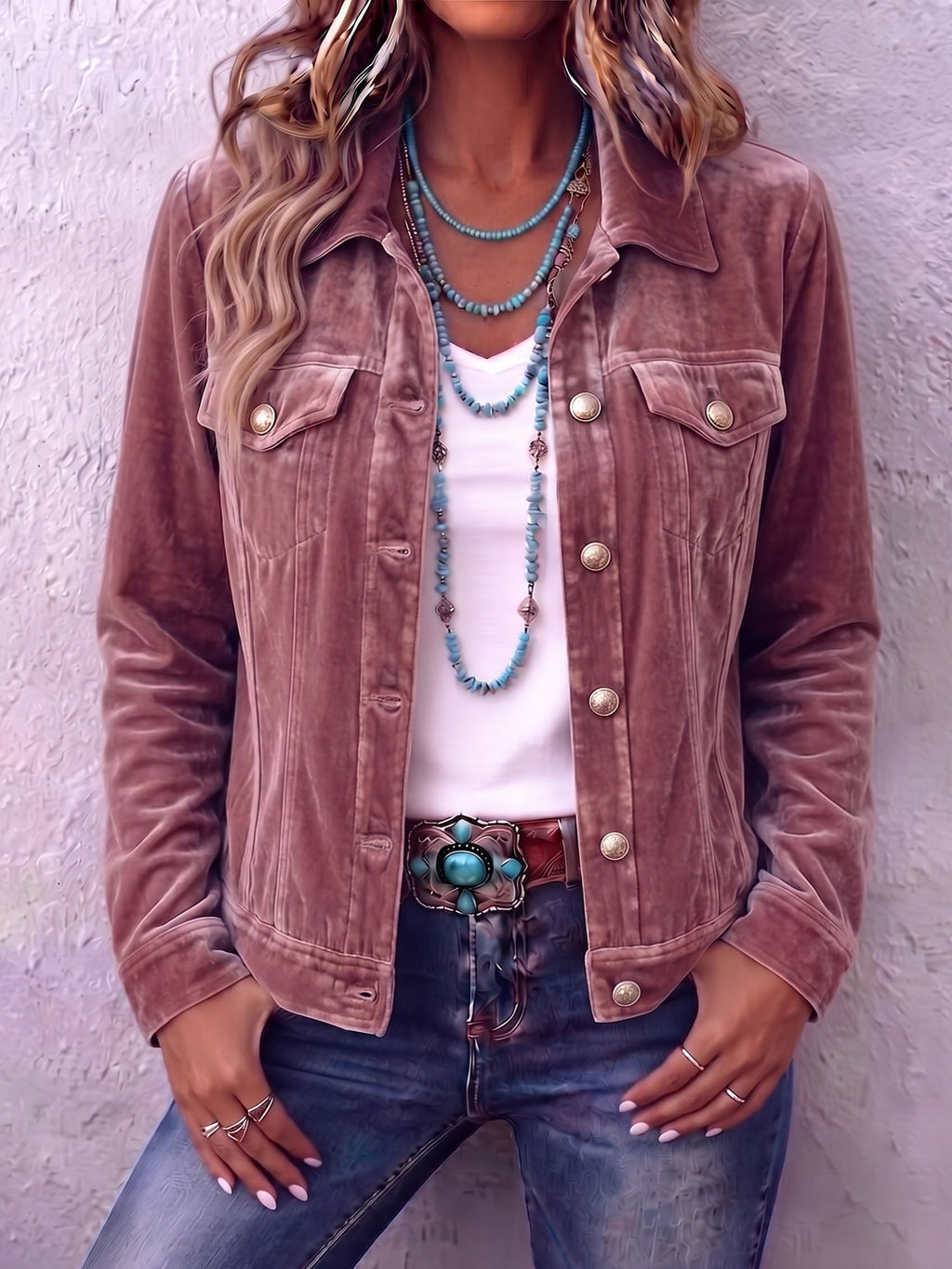Chaqueta de terciopelo boho de inspiración vintage