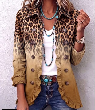 Paola | Blazer leopardato ombré con volant