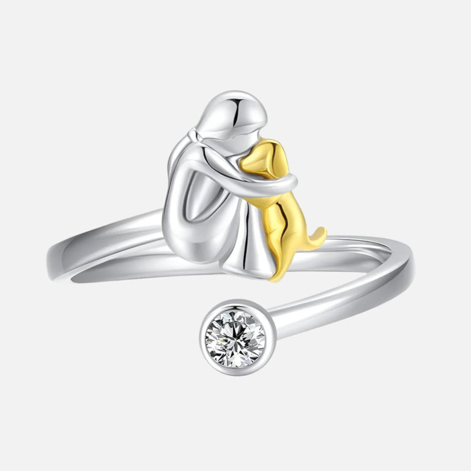 Anell de circonita en plata de llei, ajustable