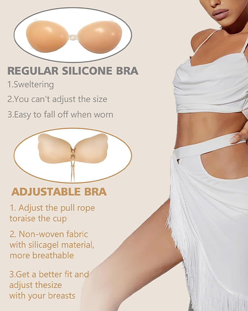 Reggiseno adesivo senza spalline in silicone push-up con laccetti