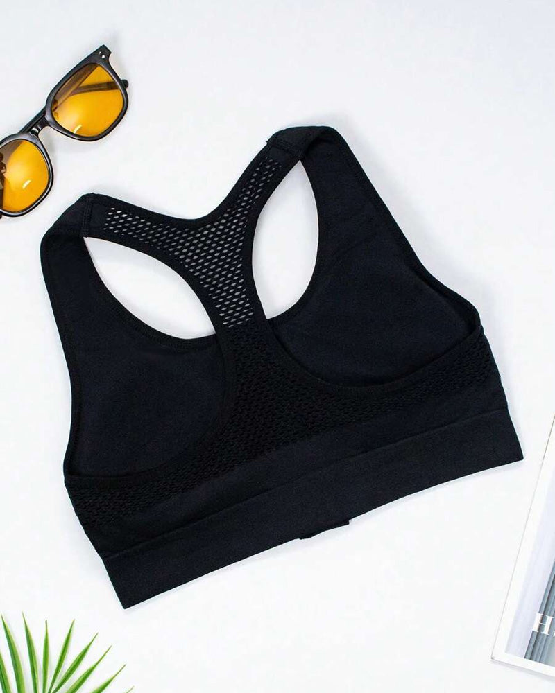 Reggiseno sportivo imbottito senza cuciture con zip