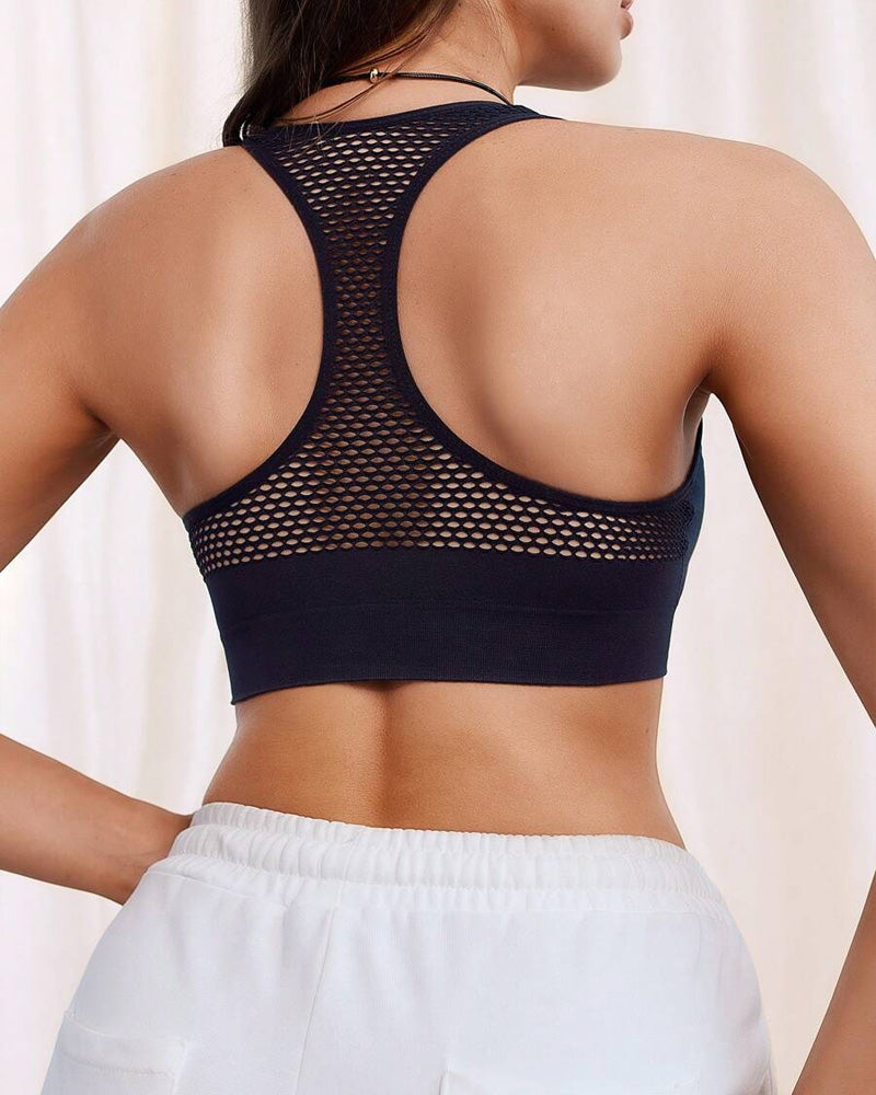 Reggiseno sportivo imbottito senza cuciture con zip