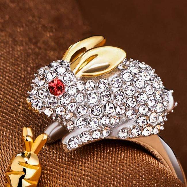 Bague ajustable lapin et carotte