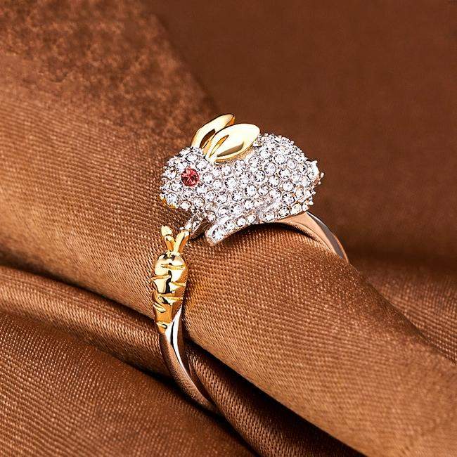 Bague ajustable lapin et carotte