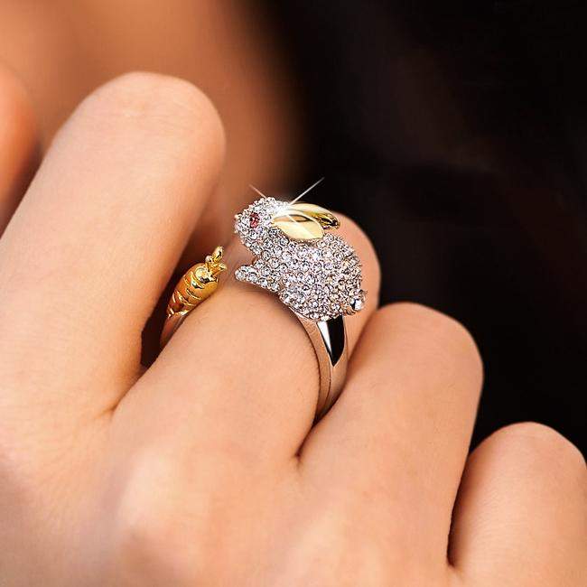 Bague ajustable lapin et carotte