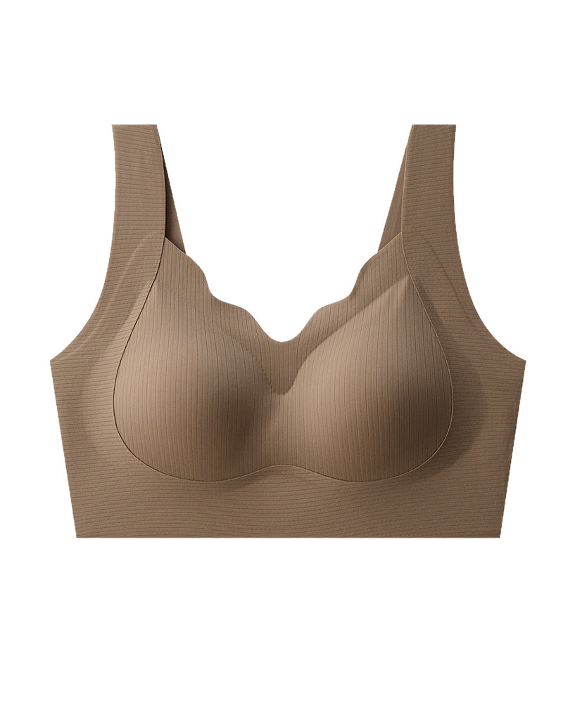 Brassière sans coutures ni armatures à col en V, respirante