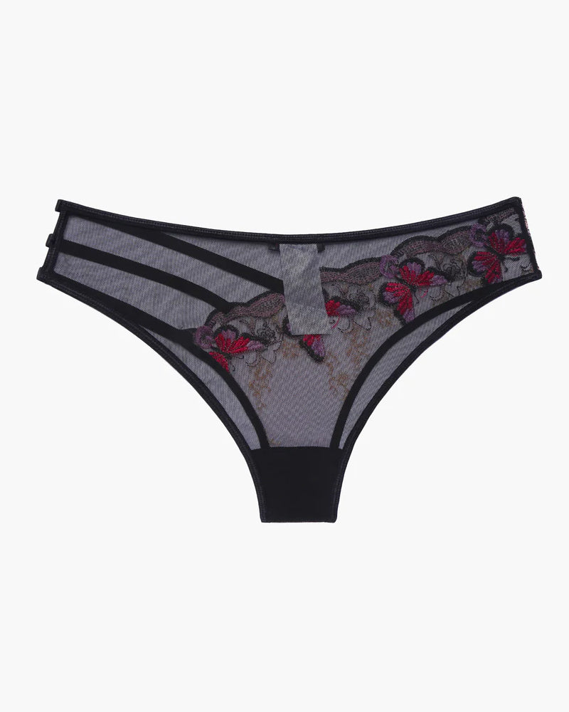 Culotte sexy in tulle ricamato con farfalle