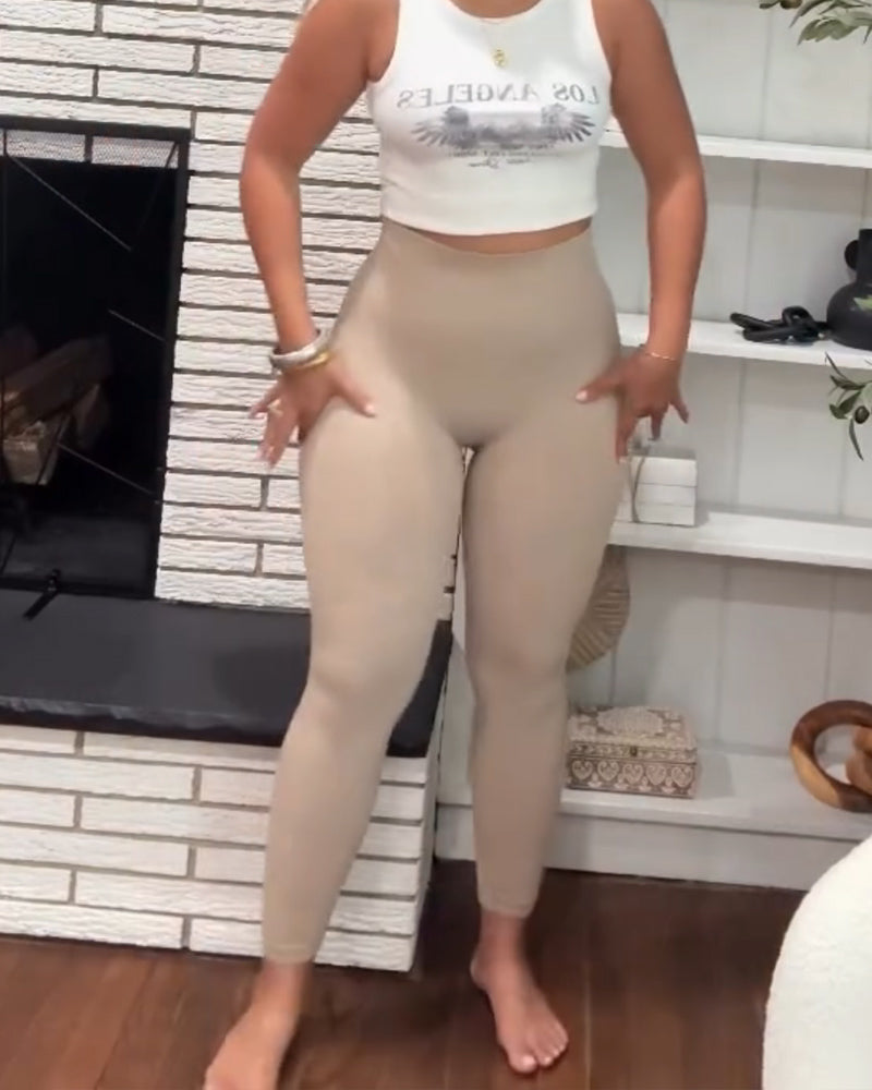 Formende elastiske leggings med høyt liv, magekontroll og hofteløft, usynlige sømmer