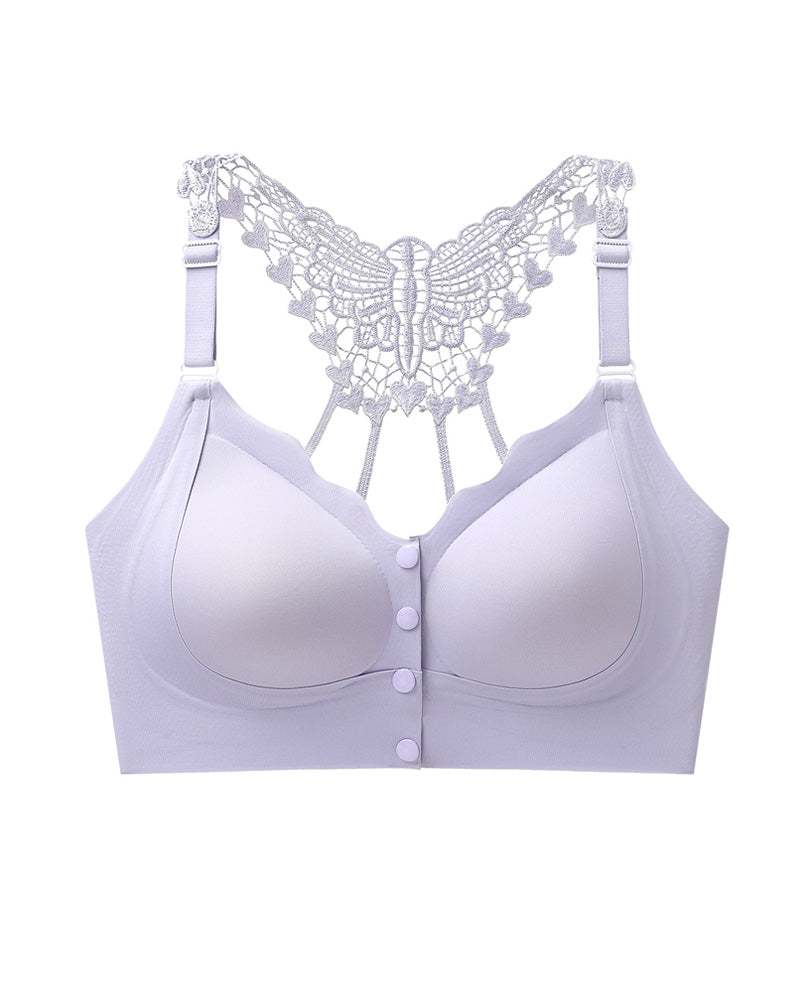 Sujetador push-up sin costuras con cierre delantero y espalda de mariposa
