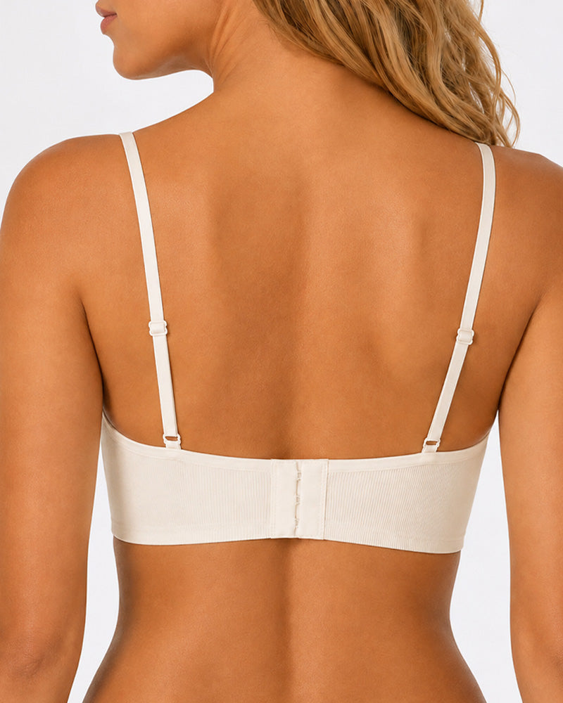 Confezione da 2 reggiseni push-up senza ferretto con scollo profondo e finiture in pizzo senza cuciture