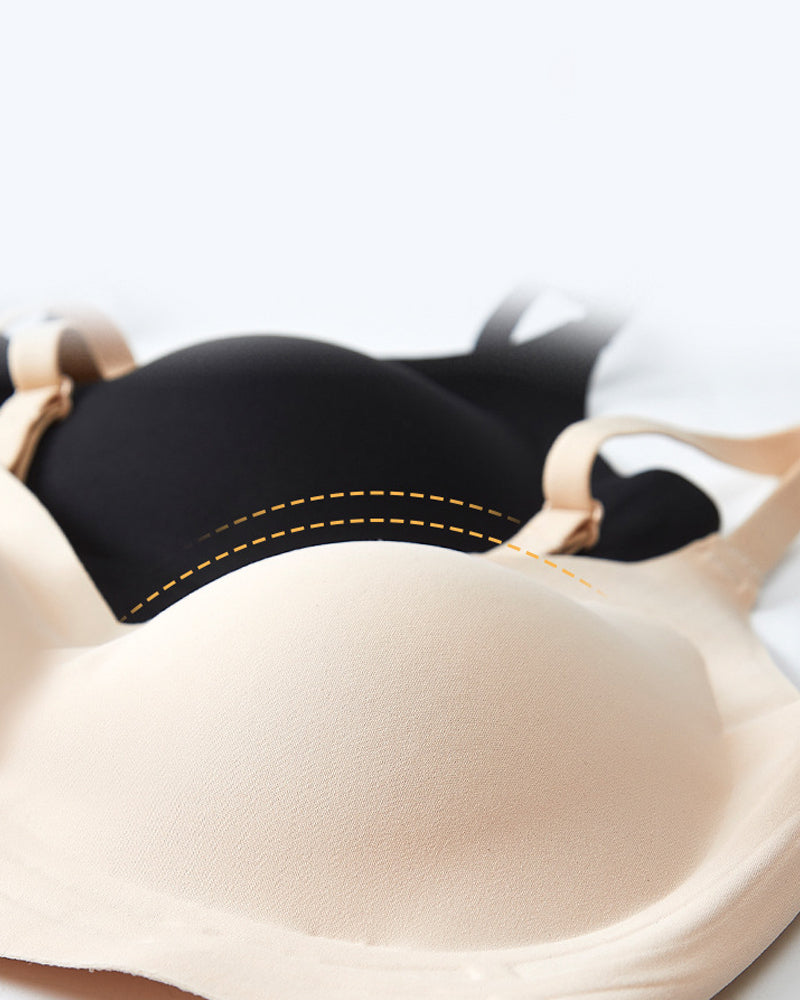 Sujetador tipo top push-up sin costuras y transpirable con escote en V para mujer, con dos almohadillas moldeadoras extraíbles