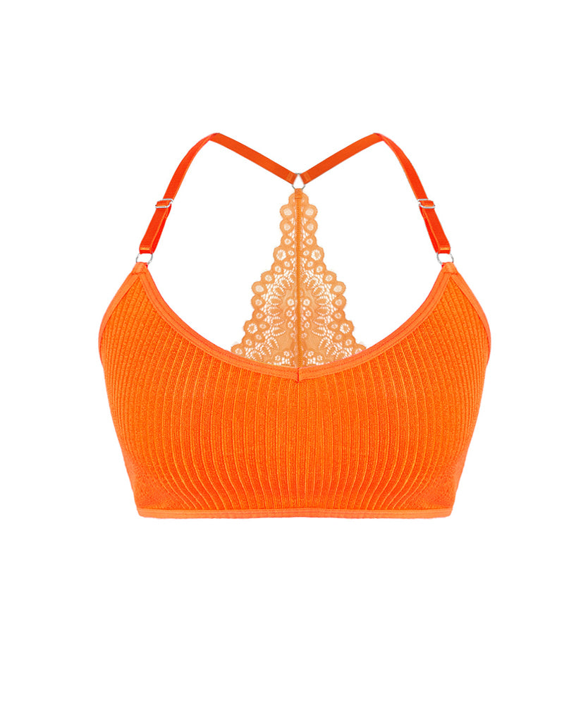 Reggiseno senza cuciture elastico con schiena in pizzo