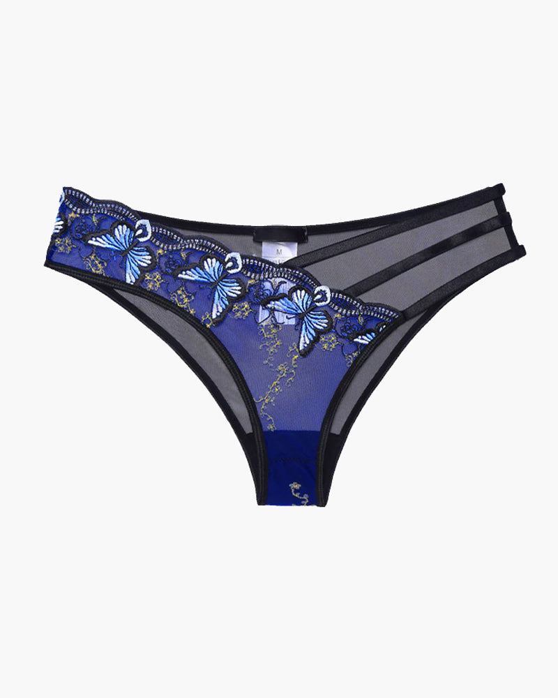 Culotte sexy in tulle ricamato con farfalle