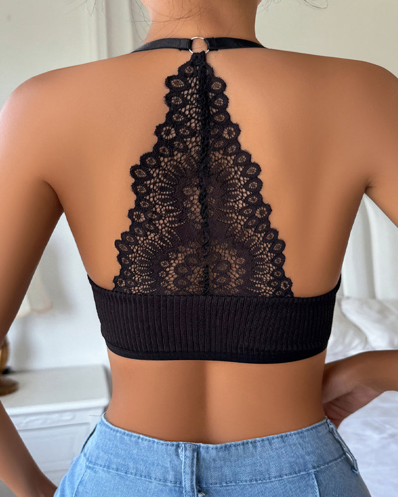Reggiseno senza cuciture elastico con schiena in pizzo