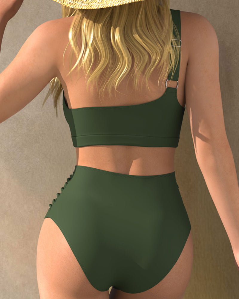 Maillot de bain bikini sexy asymétrique en résille transparente