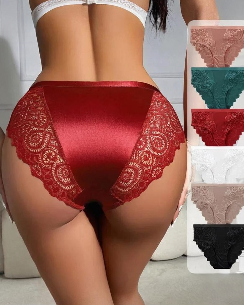 Braguita de talle alto de encaje floral, transpirable y cómoda