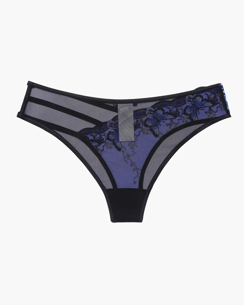 Culotte sexy in tulle ricamato con farfalle