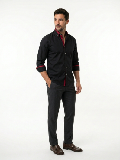 Chemise classique ajustée à manches longues