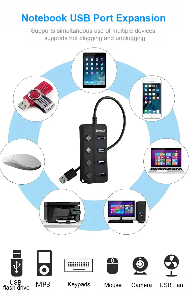 Repartidor USB amb interruptors independents