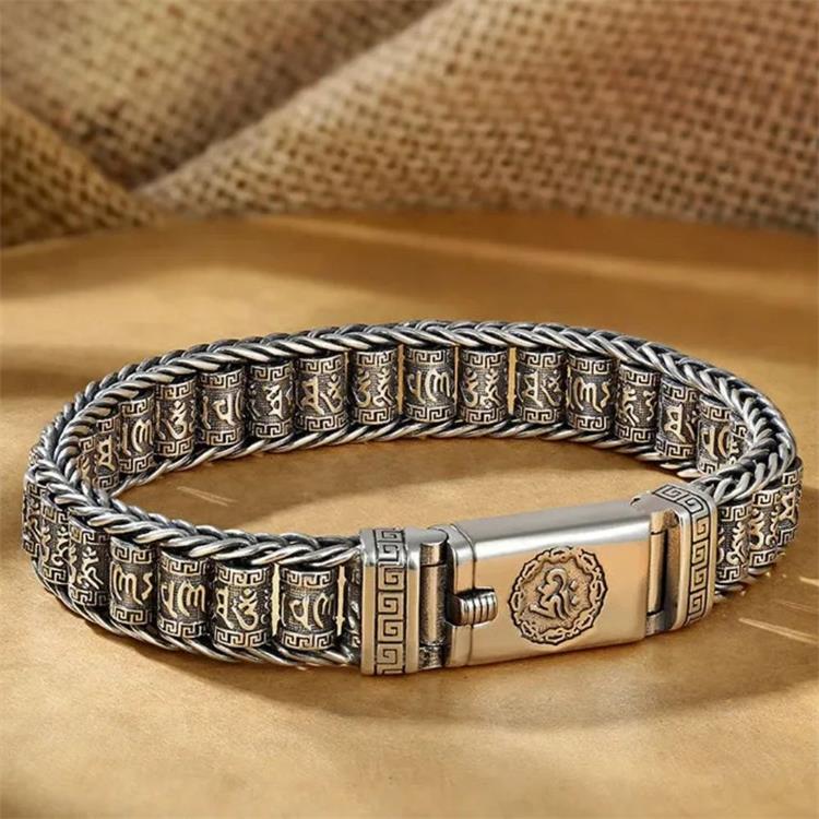 Bracelet avec roue de prière porte-bonheur