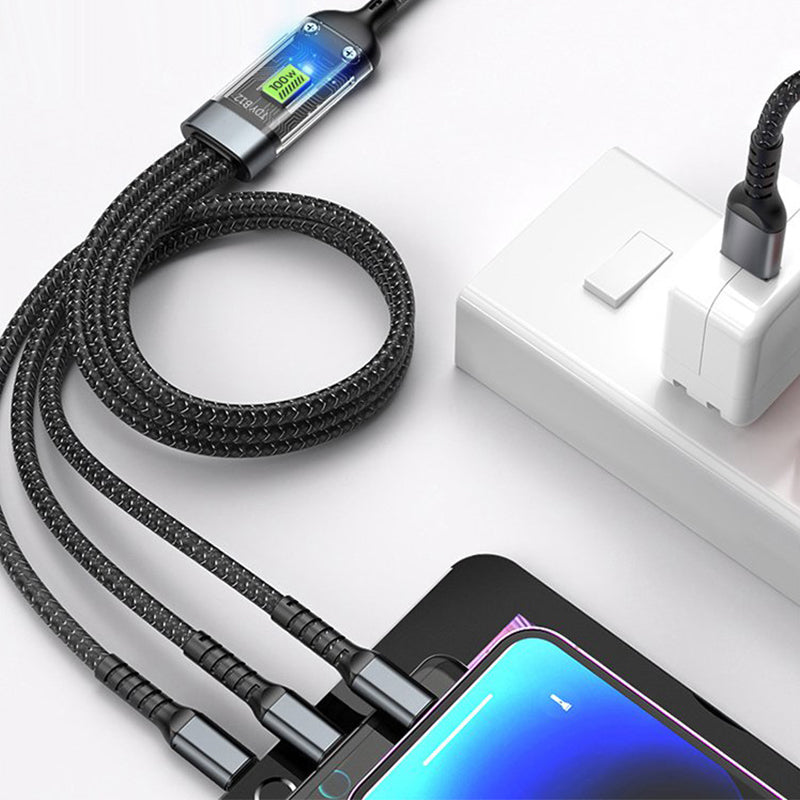 Cable de càrrega ultraràpid 3 en 1 transparent i lluminós