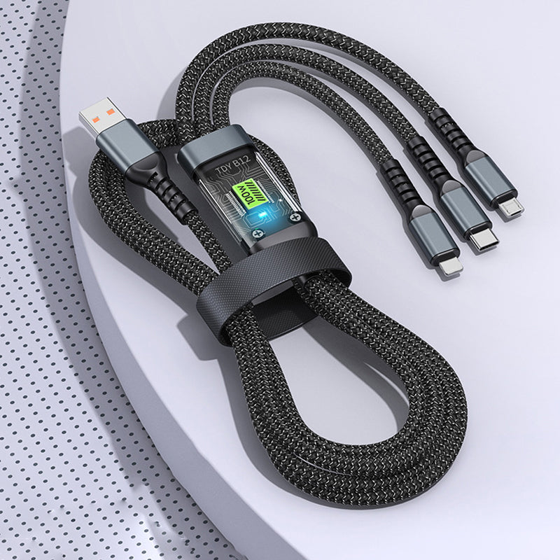 Cable de càrrega ultraràpid 3 en 1 transparent i lluminós