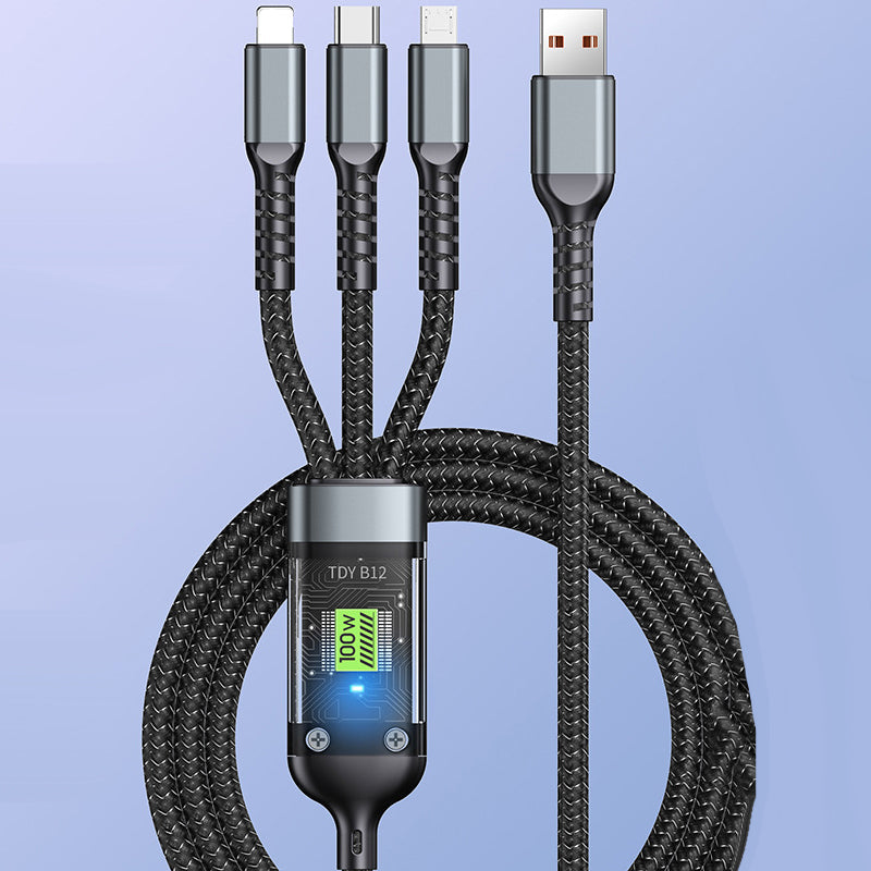 Cable de càrrega ultraràpid 3 en 1 transparent i lluminós