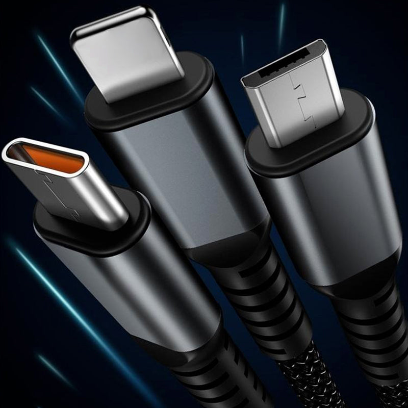 Cable de càrrega ultraràpid 3 en 1 transparent i lluminós