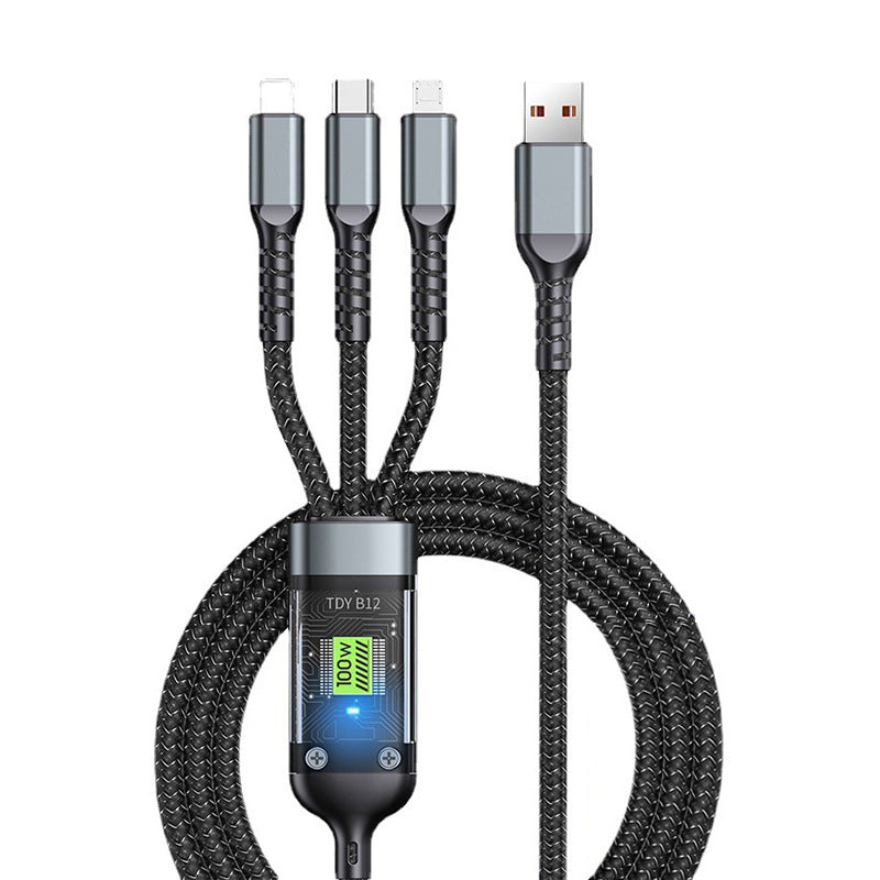 Cable de càrrega ultraràpid 3 en 1 transparent i lluminós
