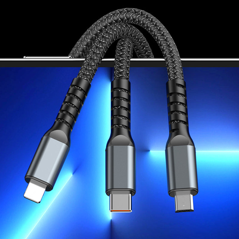 Cable de càrrega ultraràpid 3 en 1 transparent i lluminós