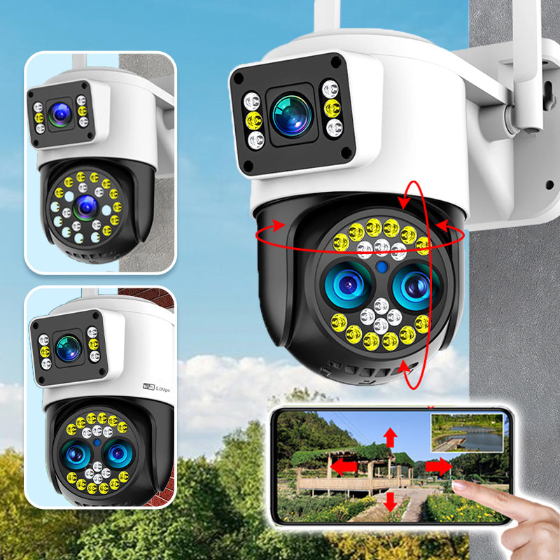 Cámara de vigilancia HD con visión nocturna y doble pantalla