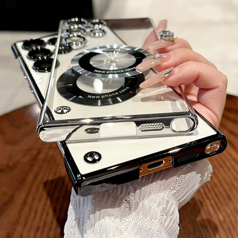 Custodia trasparente ultra-sottile con anello magnetico per Samsung