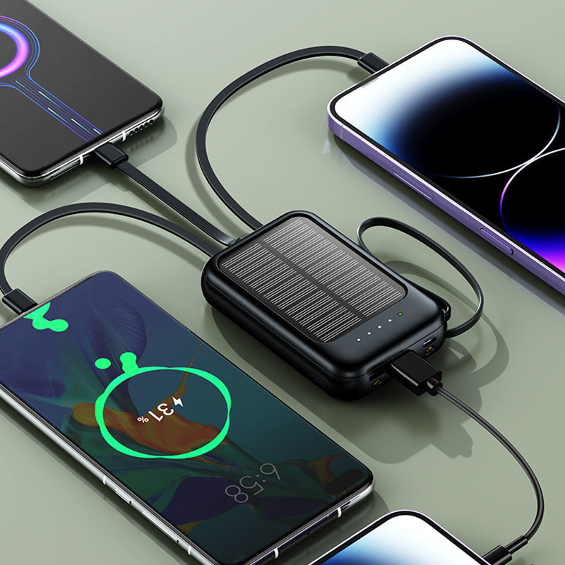Mini batteria esterna solare autonoma con cavo integrato