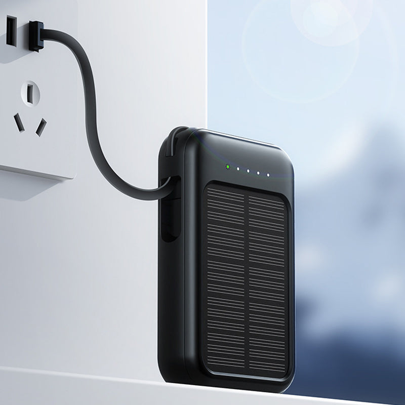 Mini batteria esterna solare autonoma con cavo integrato