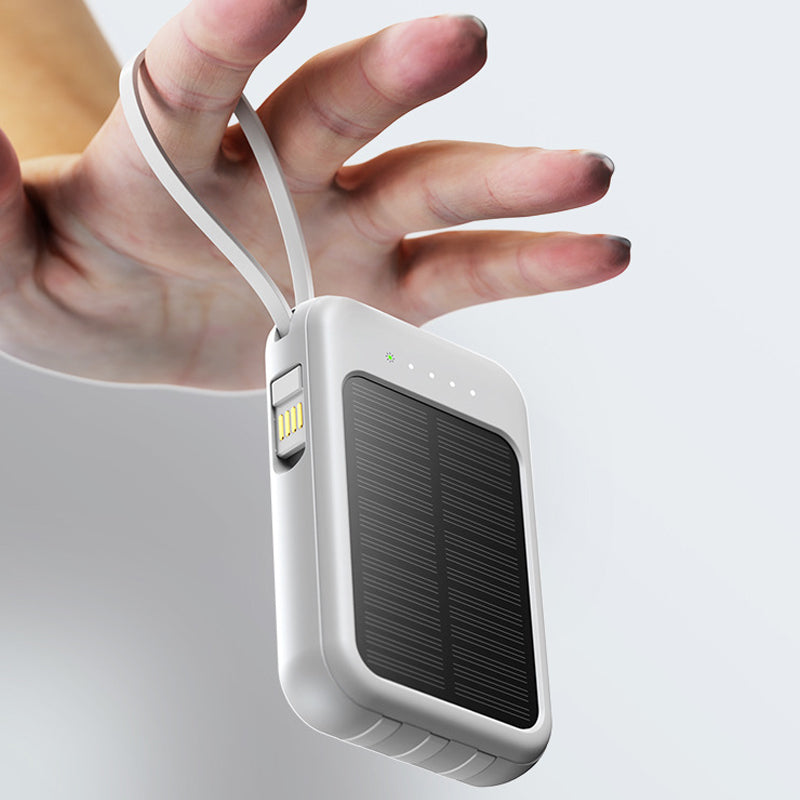 Mini batteria esterna solare autonoma con cavo integrato