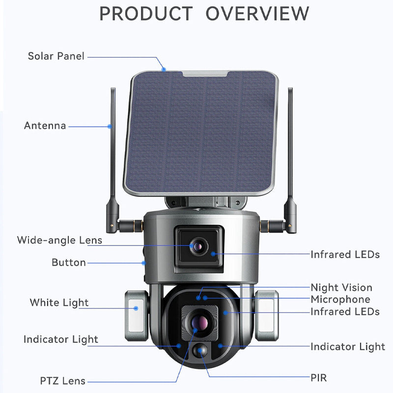 Càmera de seguretat solar sense fil amb zoom