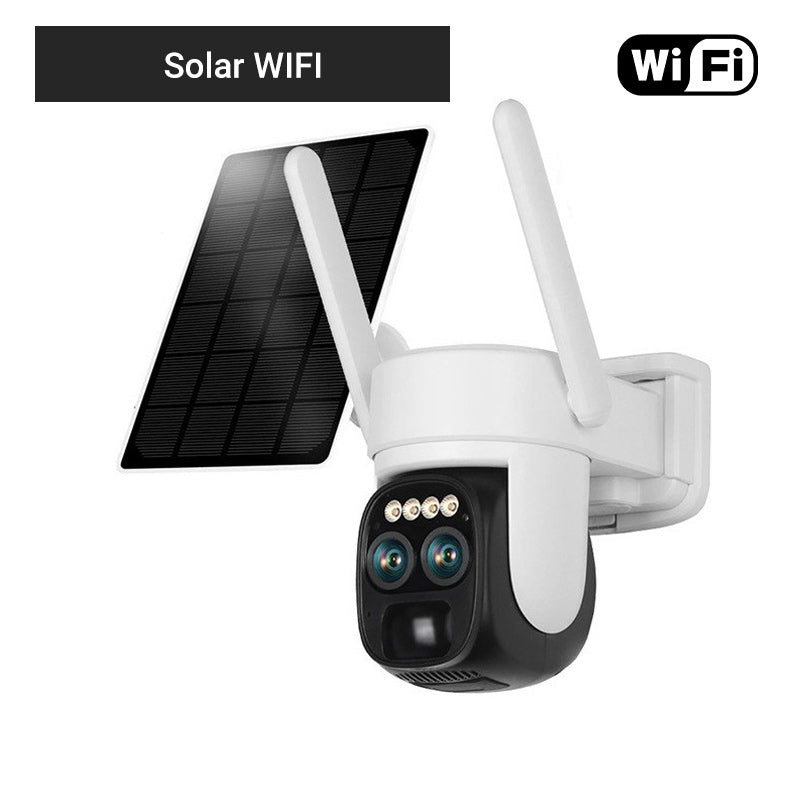 Cámara de vigilancia solar de doble lente, zoom 10X