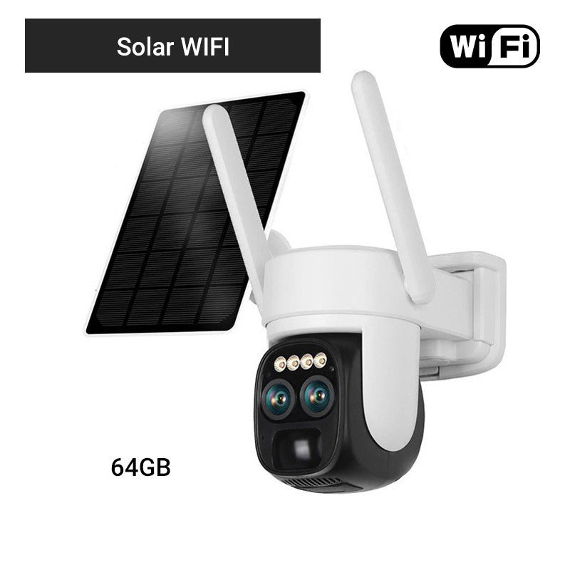 Cámara de vigilancia solar de doble lente, zoom 10X