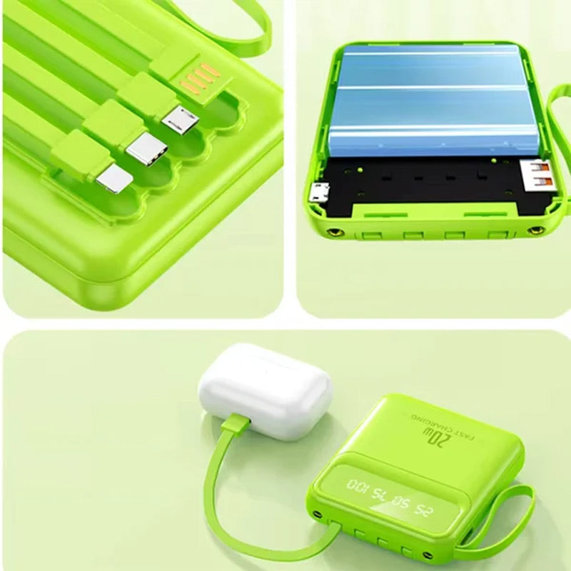 Batterie externe portable 20 000 mAh à 4 câbles intégrés