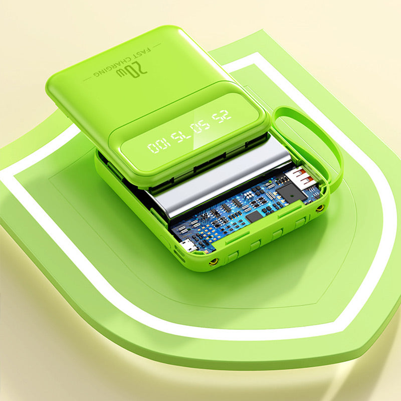 Batería externa portátil de 20 000 mAh con 4 cables integrados