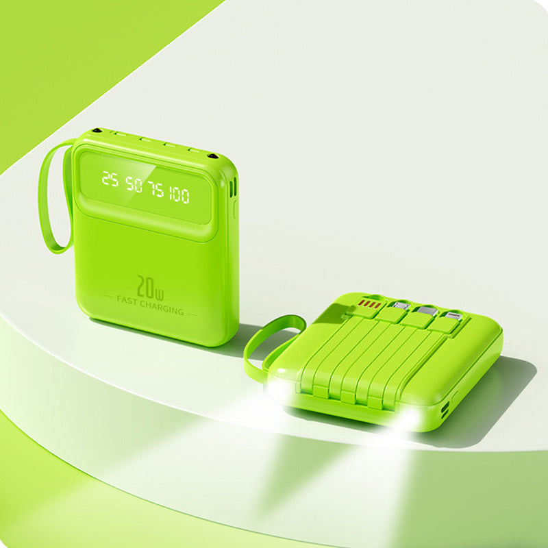 Batterie externe portable 20 000 mAh à 4 câbles intégrés