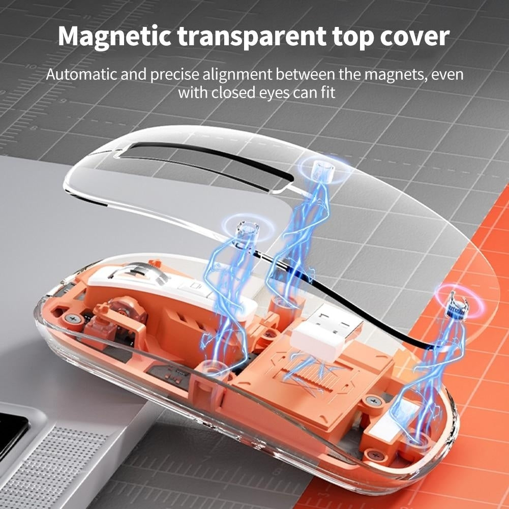 Ratolí sense fil Bluetooth recarregable amb carcassa transparent