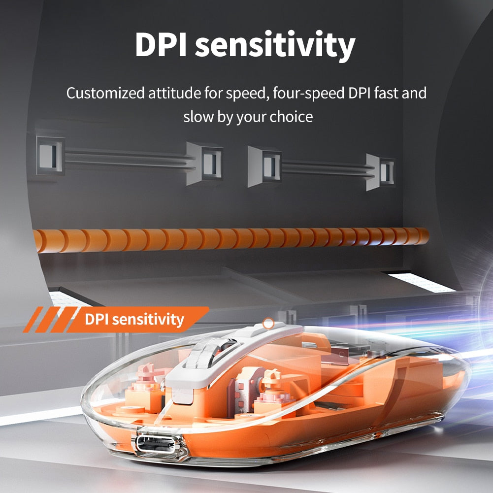 Ratolí sense fil Bluetooth recarregable amb carcassa transparent