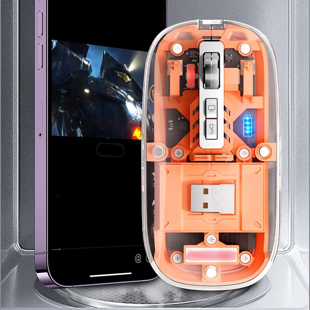 Ratolí sense fil Bluetooth recarregable amb carcassa transparent