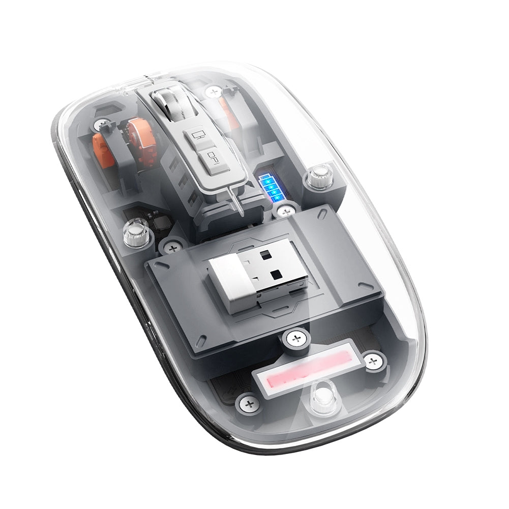 Ratolí sense fil Bluetooth recarregable amb carcassa transparent