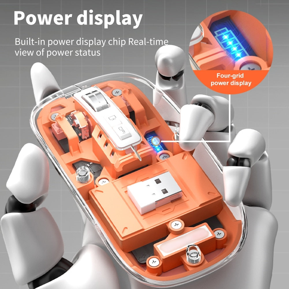 Ratolí sense fil Bluetooth recarregable amb carcassa transparent