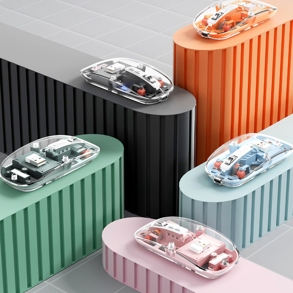 Ratolí sense fil Bluetooth recarregable amb carcassa transparent