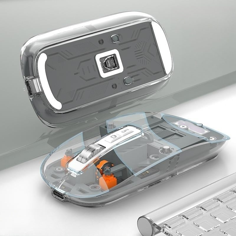 Ratolí sense fil Bluetooth recarregable amb carcassa transparent