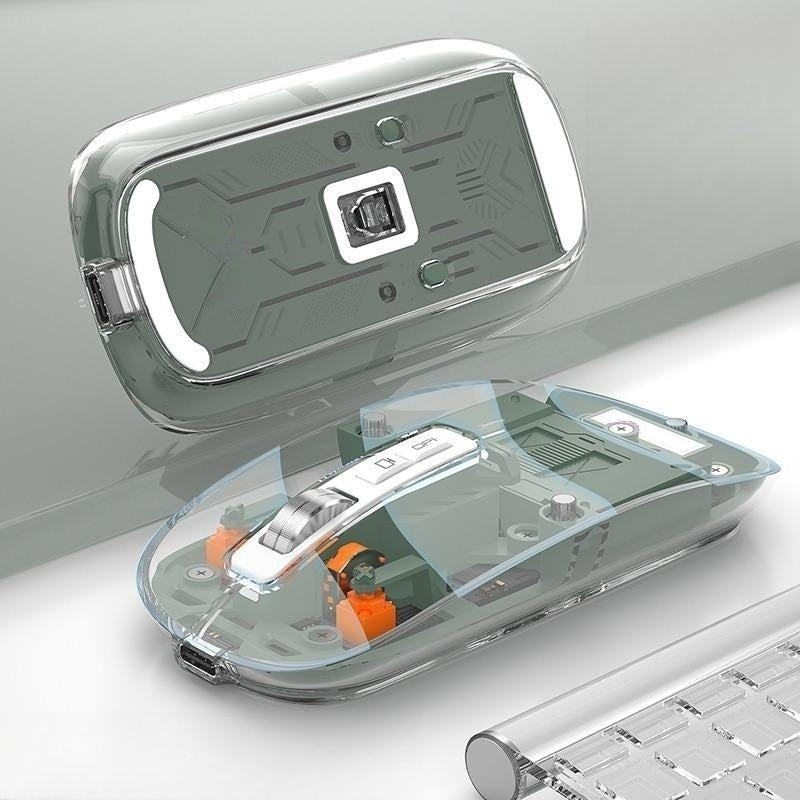 Mouse Bluetooth wireless ricaricabile con cover trasparente